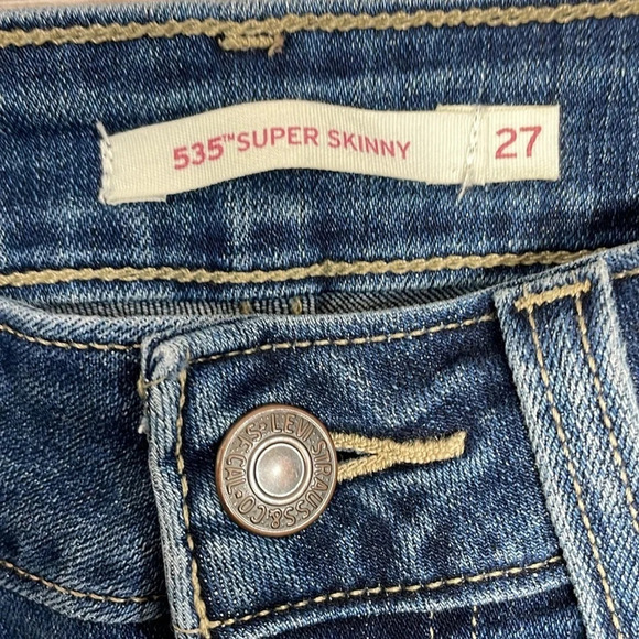Levi’s 535 Super Skinny Denim Jeans Distressed Raw Hem 27 - Picture 11 of 16